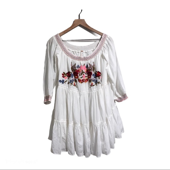 ✨SOLD✨Free People Ivory Sunbeams Mini Dress Size L - Picture 7 of 16